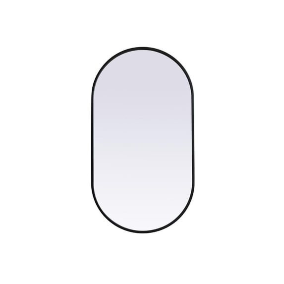 Elegant Decor Metal Frame Oval Mirror 20x36 Inch in Black