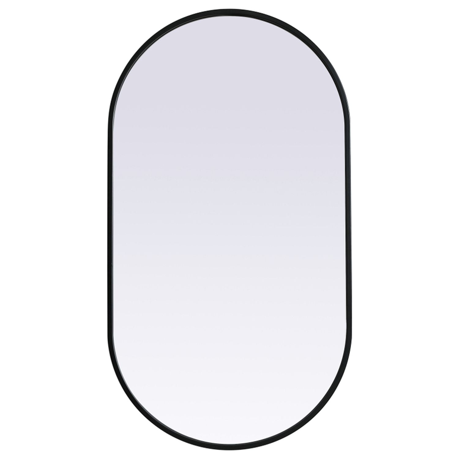 Black Oval Metal Frame Wall Mirror with MDF Backing