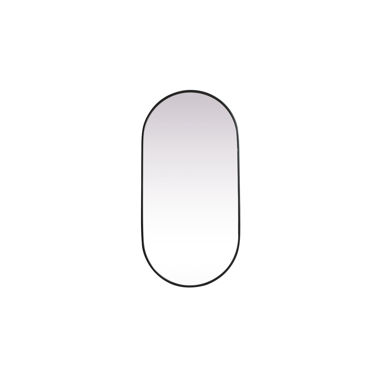 Metal Frame Oval Mirror 24x48 Inch in Black