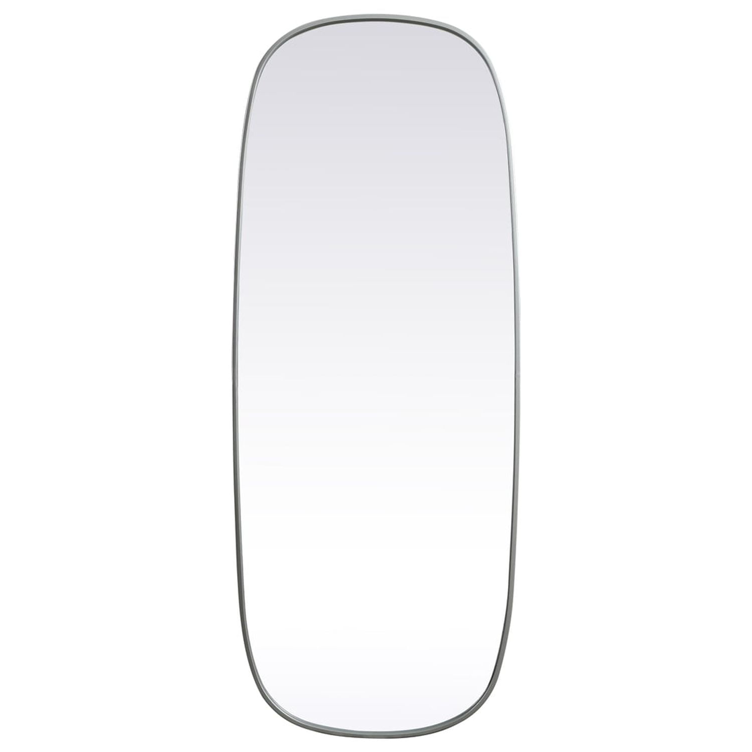 Silver Rectangular Full Length Wood Bathroom Mirror