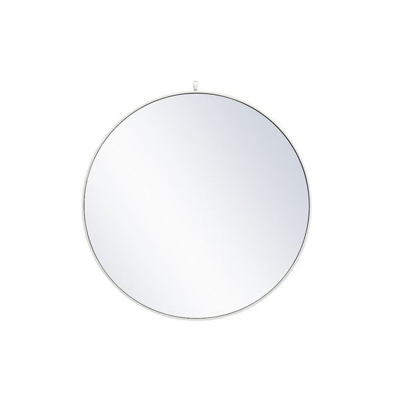 Elegant Decor Metal Frame Round Mirror With Decorative Hook 42 Inch In White
