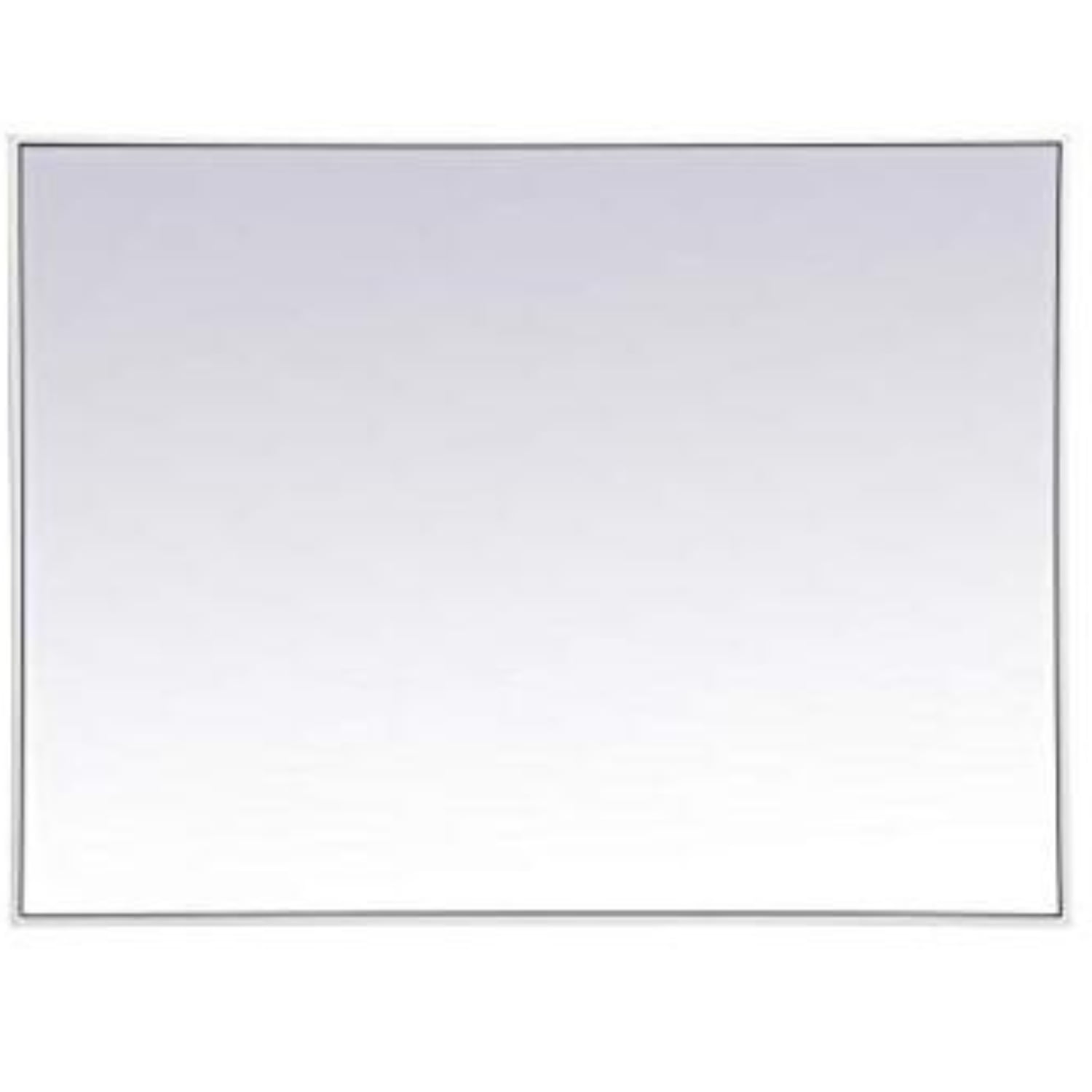 Elegant White 30x40 Contemporary Wood & Metal Rectangular Mirror