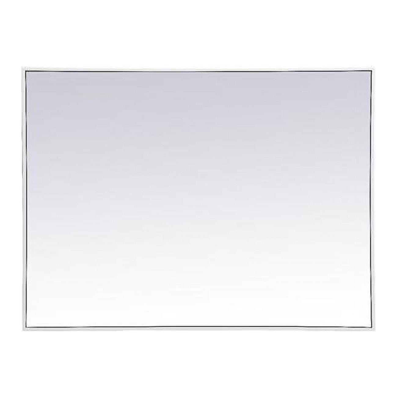 Elegant White 30x40 Contemporary Wood & Metal Rectangular Mirror