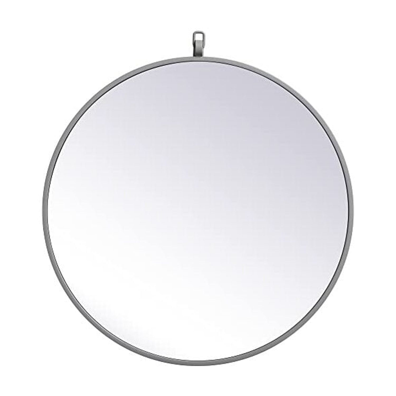 Contemporary Gray Wood Rectangular Wall Mirror with Decorative Hook