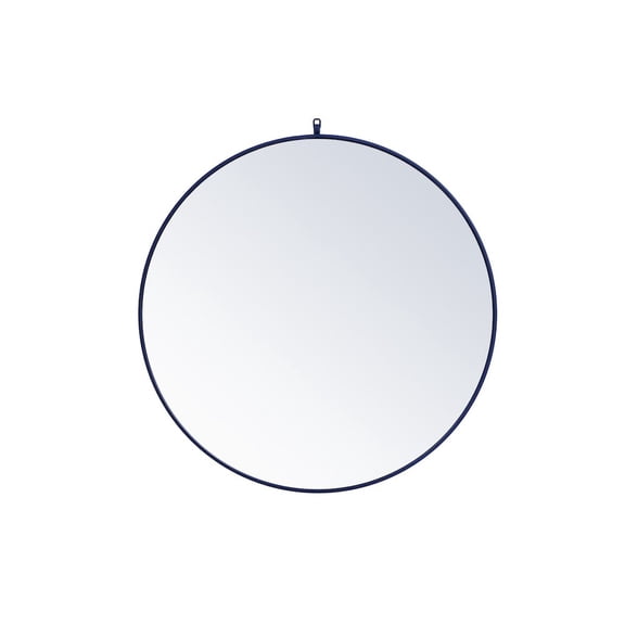Metal frame round mirror with decorative hook 39 inch in Blue