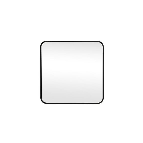 Elegant Decor Soft corner metal square mirror 24x24 inch in Black