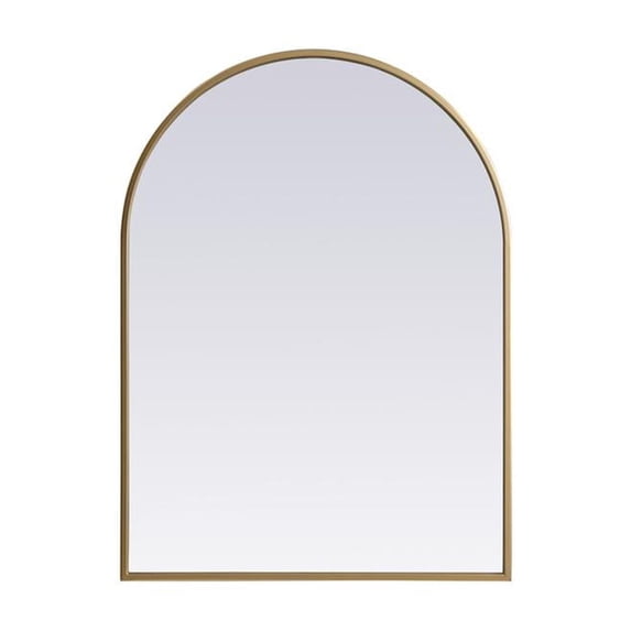 Metal Frame Arch Mirror 22x30 Inch in Brass