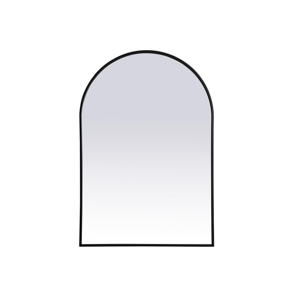 Black Metal Arch Wall Mirror with Vertical Mount