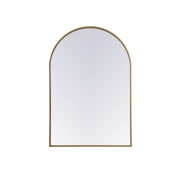 Metal Frame Arch Mirror 27x40 Inch in Brass