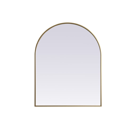 Metal Frame Arch Mirror 33x42 Inch in Brass
