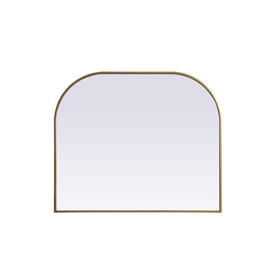 Elegant Decor Metal Frame Arch Mirror 40x34 Inch in Brass