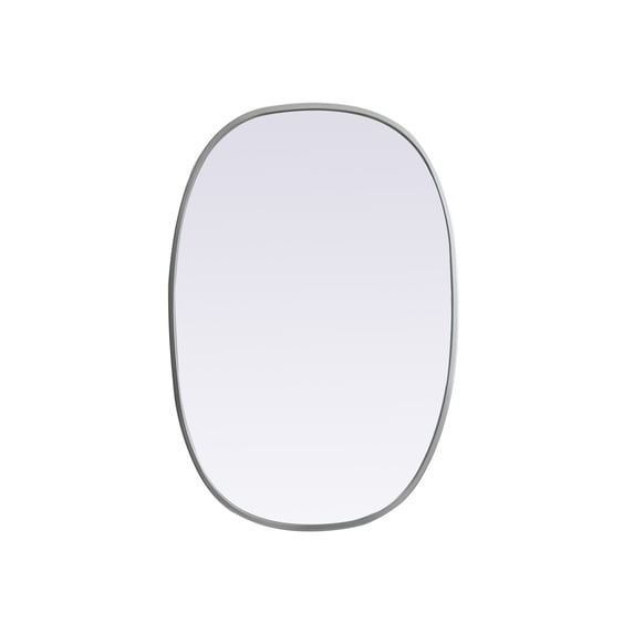 Metal Frame Oval Mirror 20x30 Inch in Silver
