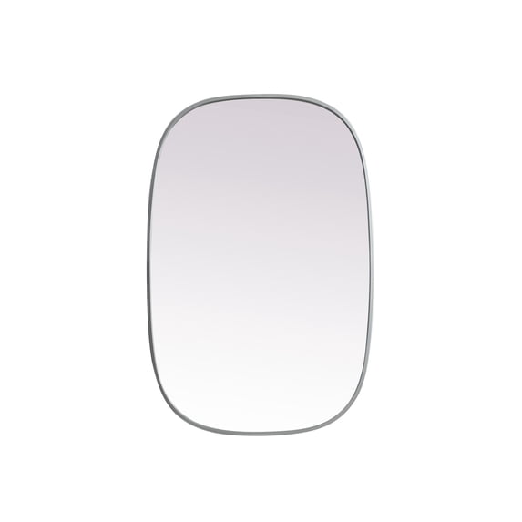 Metal Frame Oval Mirror 24x36 Inch in Silver