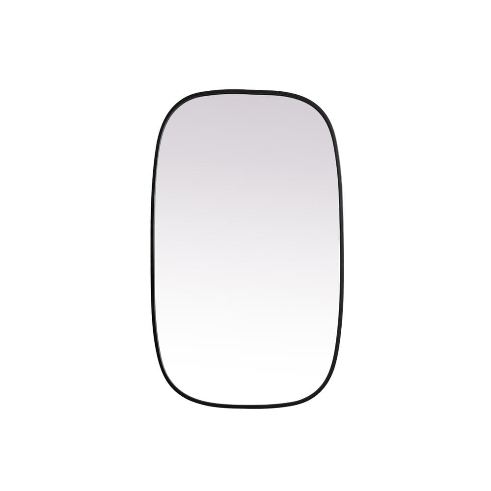 Black Metal Frame Oval Wall Mirror 24 x 40 Inch