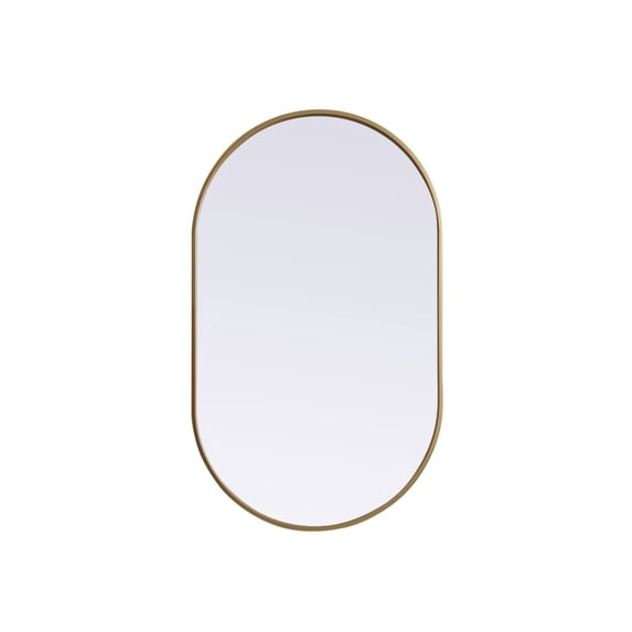 Metal Frame Oval Mirror 24x40 Inch in Brass