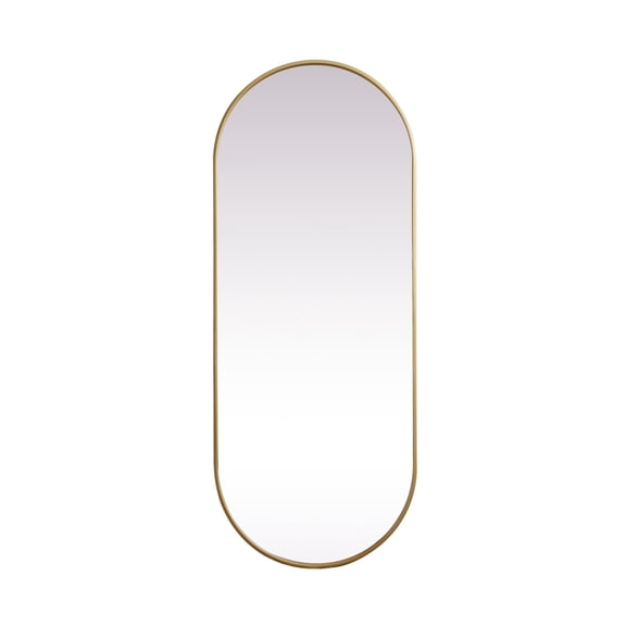 Metal Frame Oval Mirror 24x60 Inch in Brass