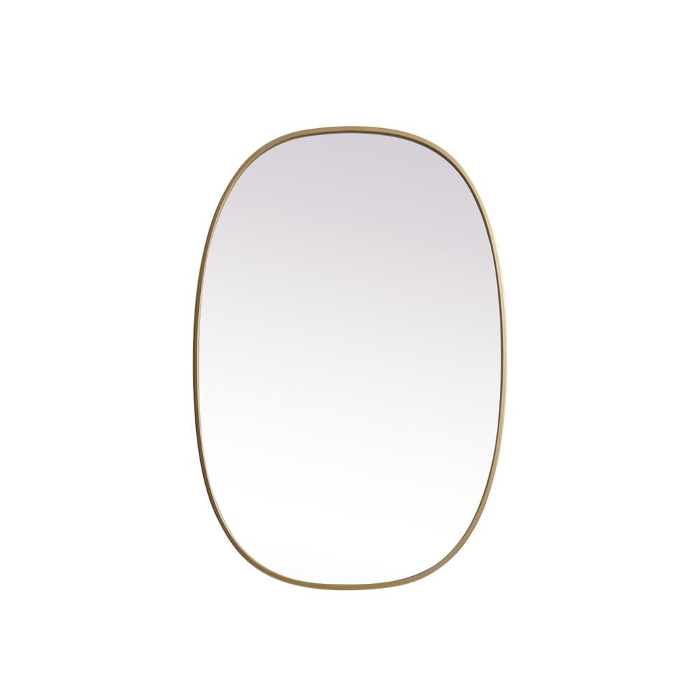 Elegant Decor Metal Frame Oval Mirror 27x40 Inch in Brass