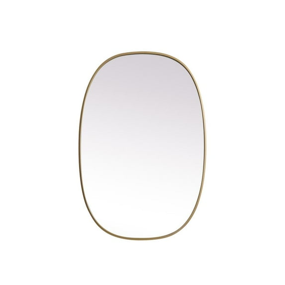 Elegant Decor Metal Frame Oval Mirror 27x40 Inch in Brass
