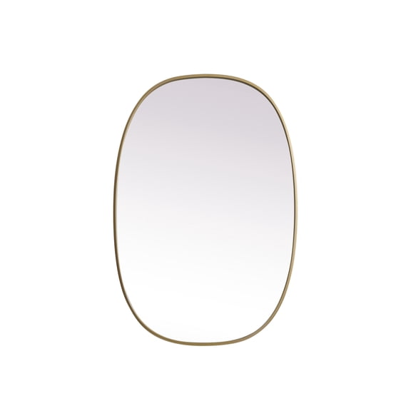 Elegant Decor Metal Frame Oval Mirror 27x40 Inch in Brass