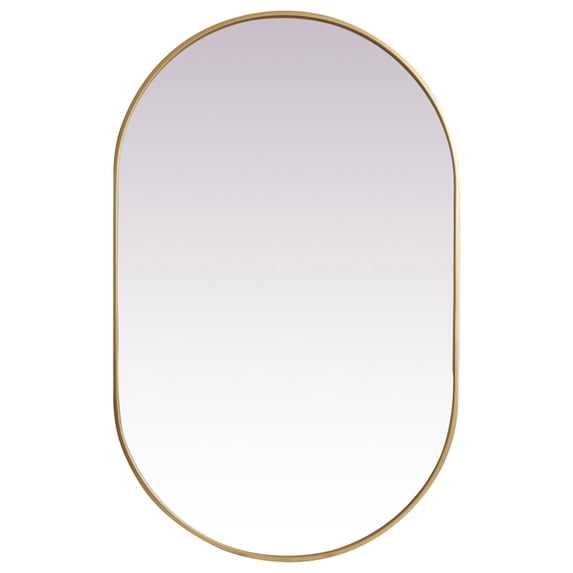 Metal Frame Oval Mirror 30x48 Inch in Brass