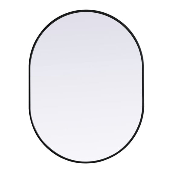 Metal Frame Oval Mirror 30x40 Inch in Black