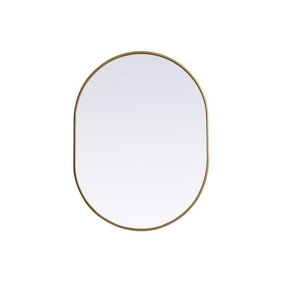 Elegant Decor Metal Frame Oval Mirror 30x40 Inch in Brass