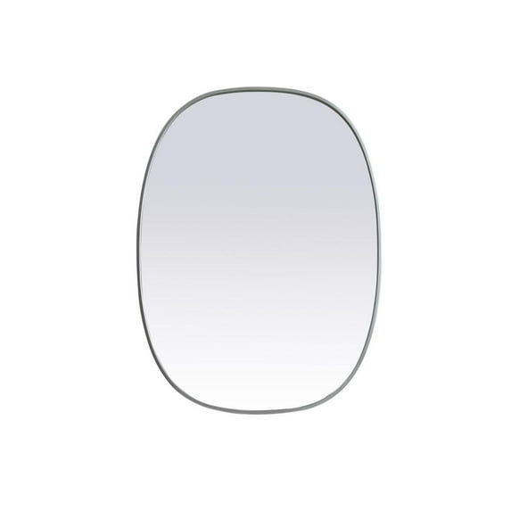 Elegant Decor Metal Frame Oval Mirror 30x40 Inch in Silver