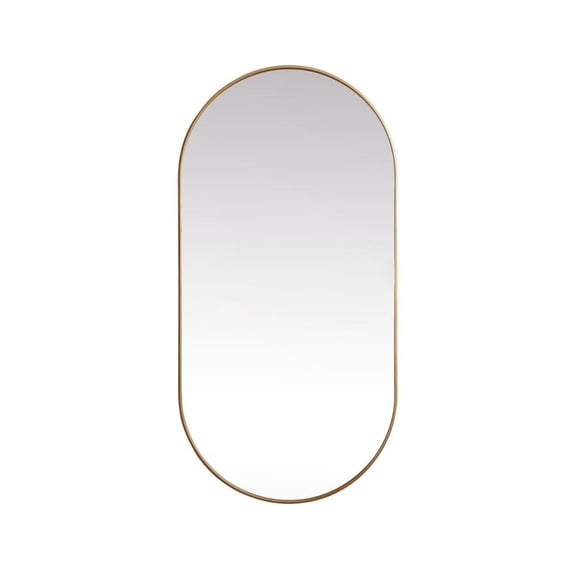 Elegant Decor Metal Frame Oval Mirror 36x72 Inch in Brass