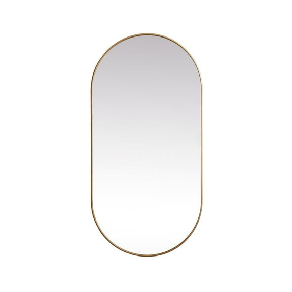 Elegant Decor Metal Frame Oval Mirror 36x72 Inch in Brass