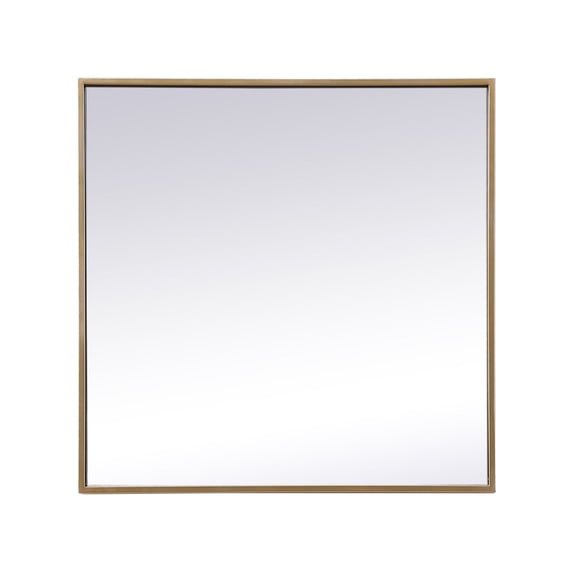 Metal Frame Square Mirror 24 inch in Brass