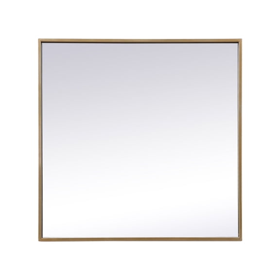 Metal Frame Square Mirror 24 inch in Brass