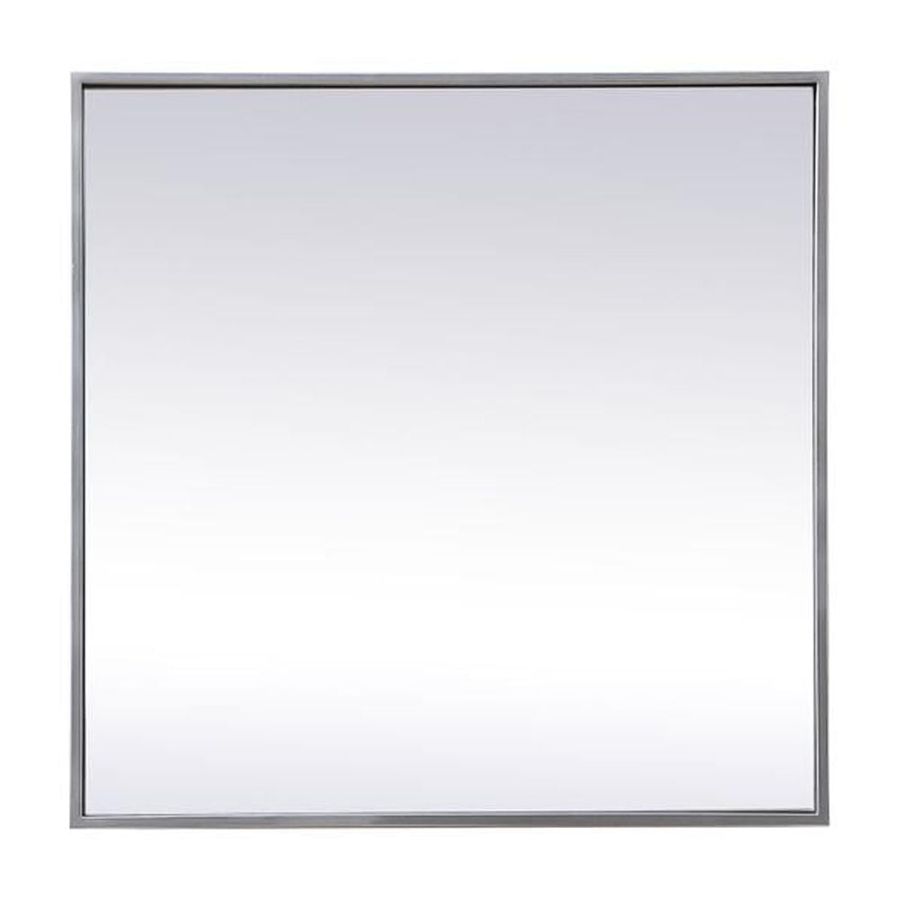 Modern Silver Metal Frame Square Bathroom Mirror 24 inch