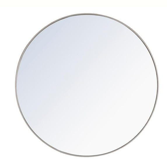 Elegant Decor Metal frame Round Mirror 48 inch Silver finish