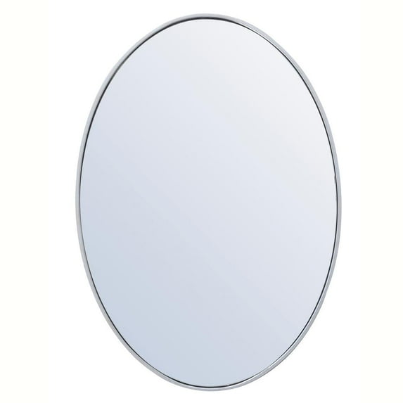 Elegant Decor Metal frame oval mirror 34 inch in silver