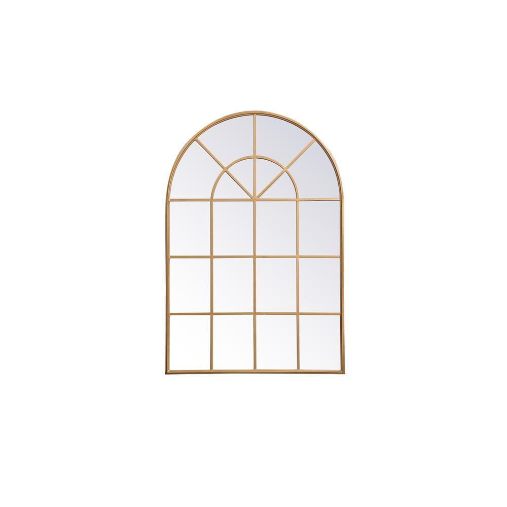 Contemporary Minimalist Brass-Finish Rectangular Wood Mirror 36x53"