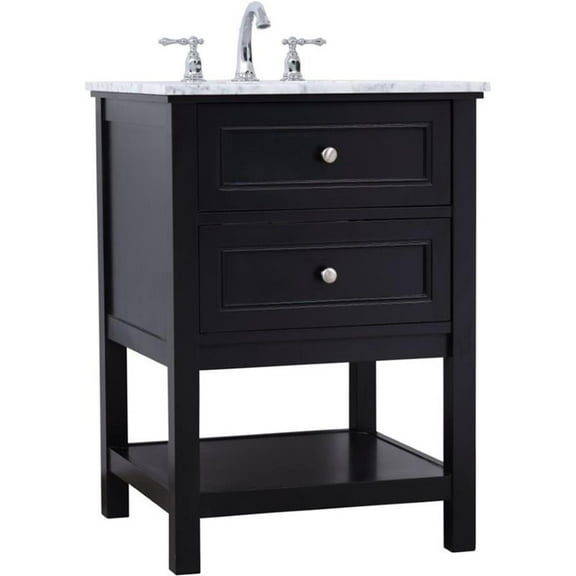 Elegant Decor Metropolis 24" Single Marble Top Bathroom Vanity in Black