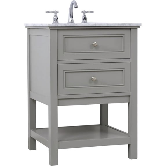 Elegant Decor Metropolis 24" Single Marble Top Bathroom Vanity in Gray