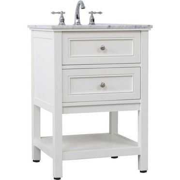 Elegant Decor Metropolis 24" Single Marble Top Bathroom Vanity in White