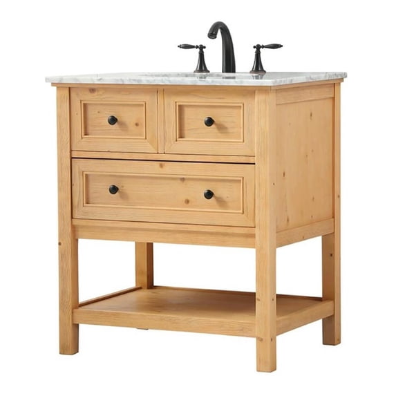 Elegant Decor Metropolis 30" Aluminum MDF Single Bathroom Vanity in Natural Wood