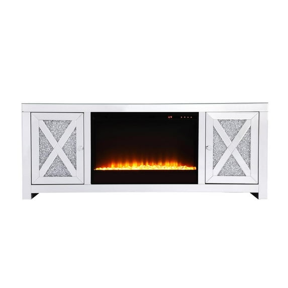 59 in.crystal mirrored TV stand with crystal insert fireplace