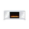 thumbnail image 1 of 60 in. mirrored TV stand with crystal fireplace insert in white, 1 of 11