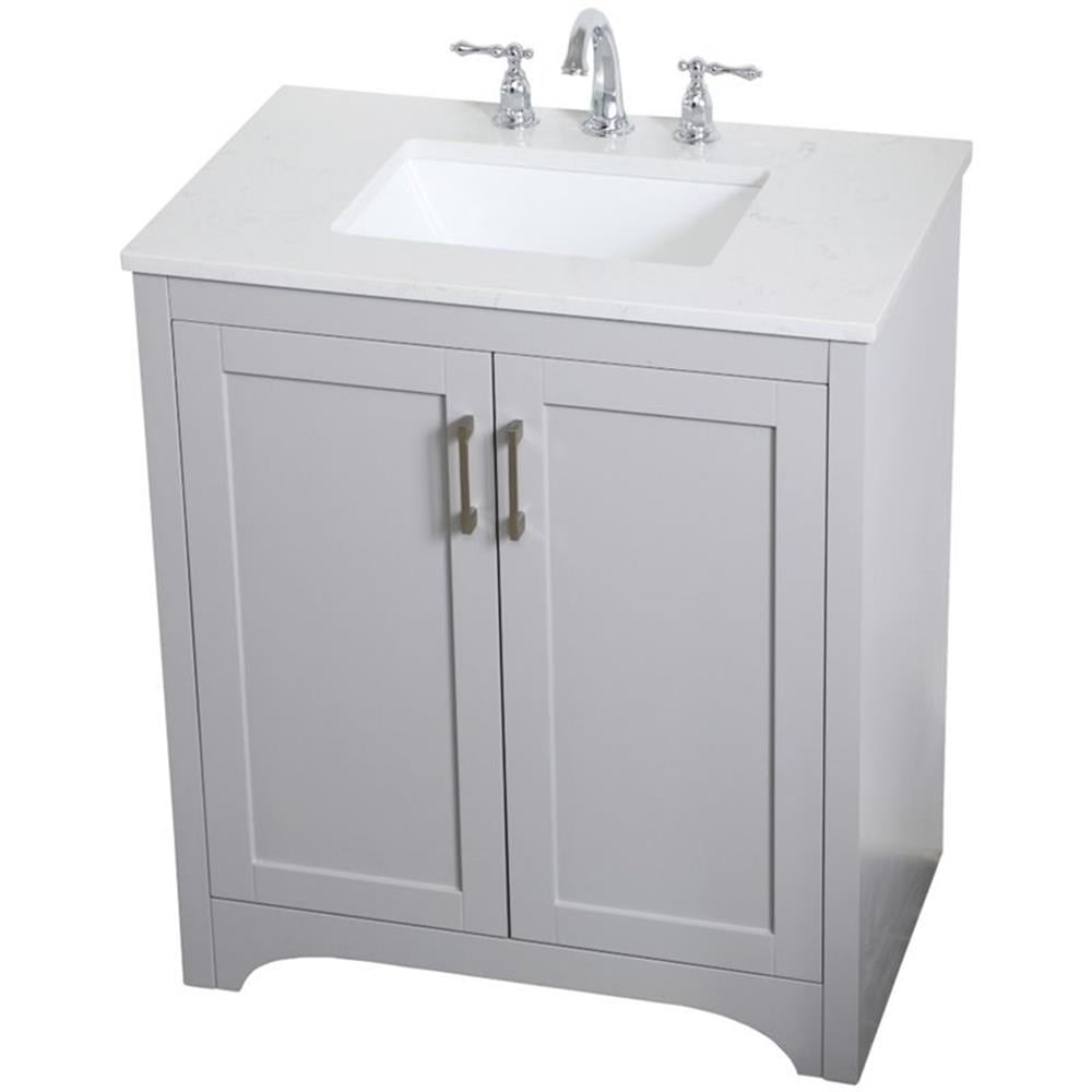 Gray 30" Single Bathroom Vanity with Quartz Top
