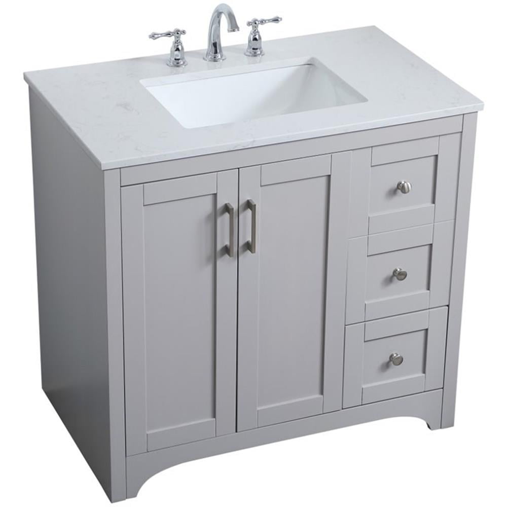 Gray 36" Single Bathroom Vanity with Quartz Top