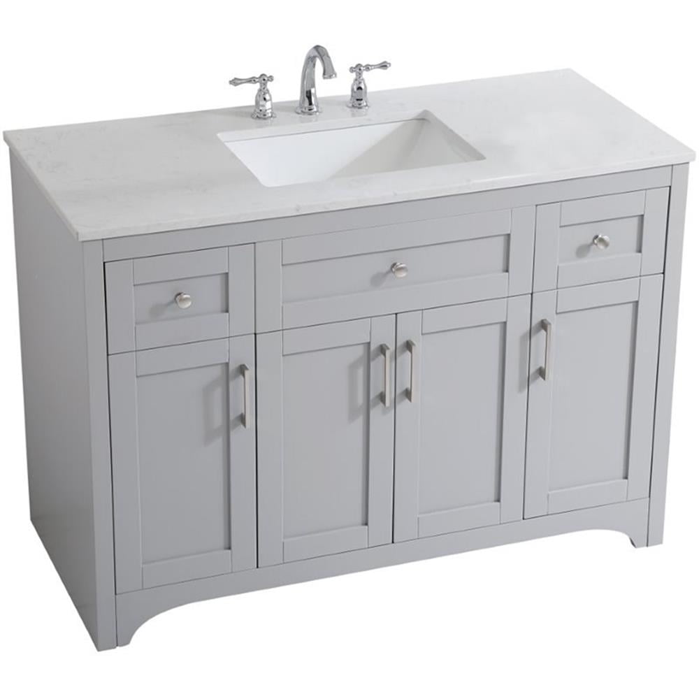 Elegant Gray 48" Single Bathroom Vanity with Calacatta Quartz Top