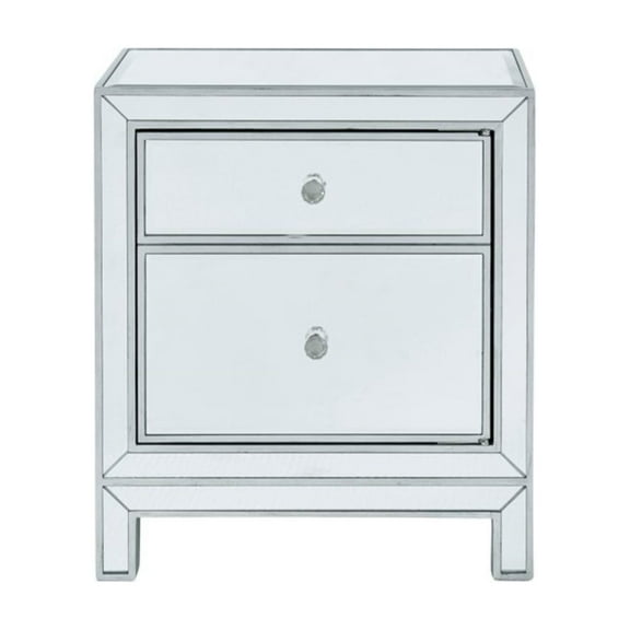 Elegant Decor Nightstand 1 door 21in. W x 14in. D x 24in. H in antique silver paint