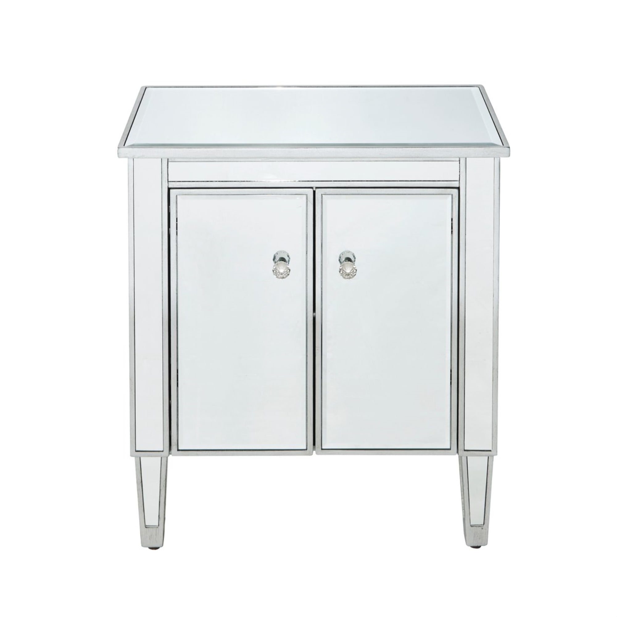 Elegant Silver Mirrored Two-Door Freestanding Cabinet