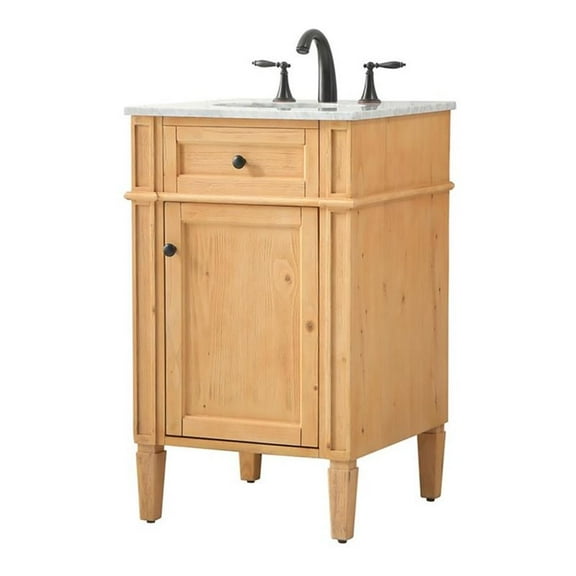 Elegant Decor Park Avenue 21" Aluminum MDF Single Bathroom Vanity - Natural Wood