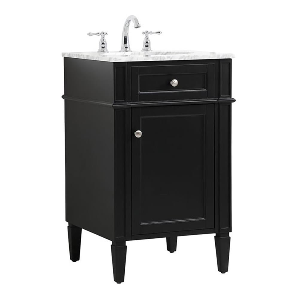 Black Marble Top Single Sink Vanity with Porcelain Basin