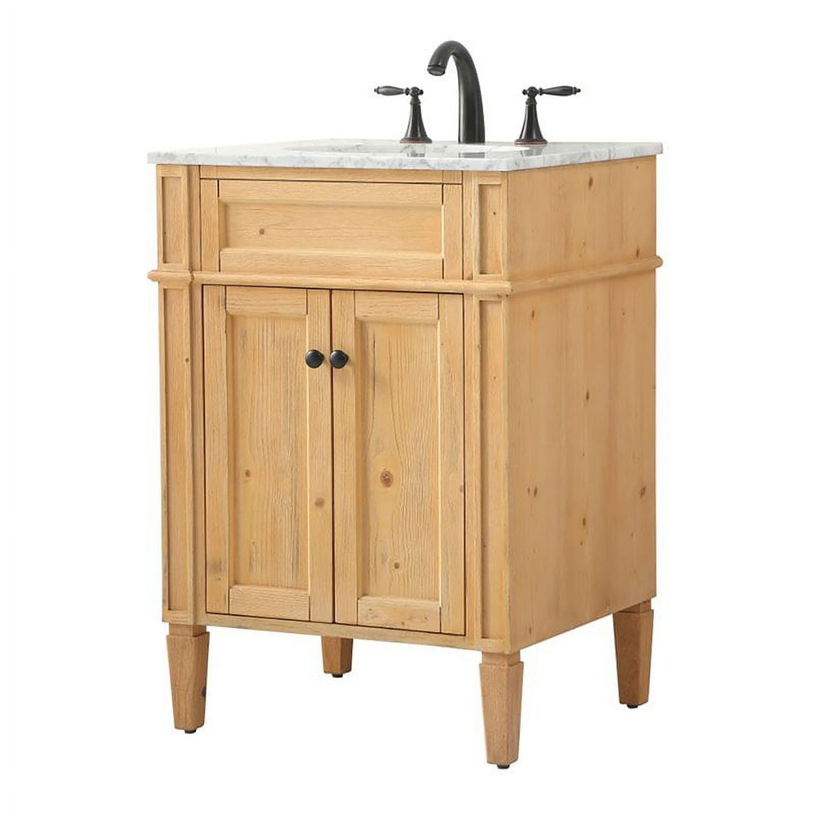 Park Avenue Carrara White Marble Top Natural Wood Single Vanity
