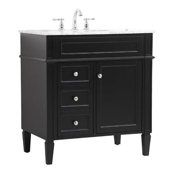 Elegant Decor Park Avenue 32" Solid Wood & Metal Single Bathroom Vanity in Black